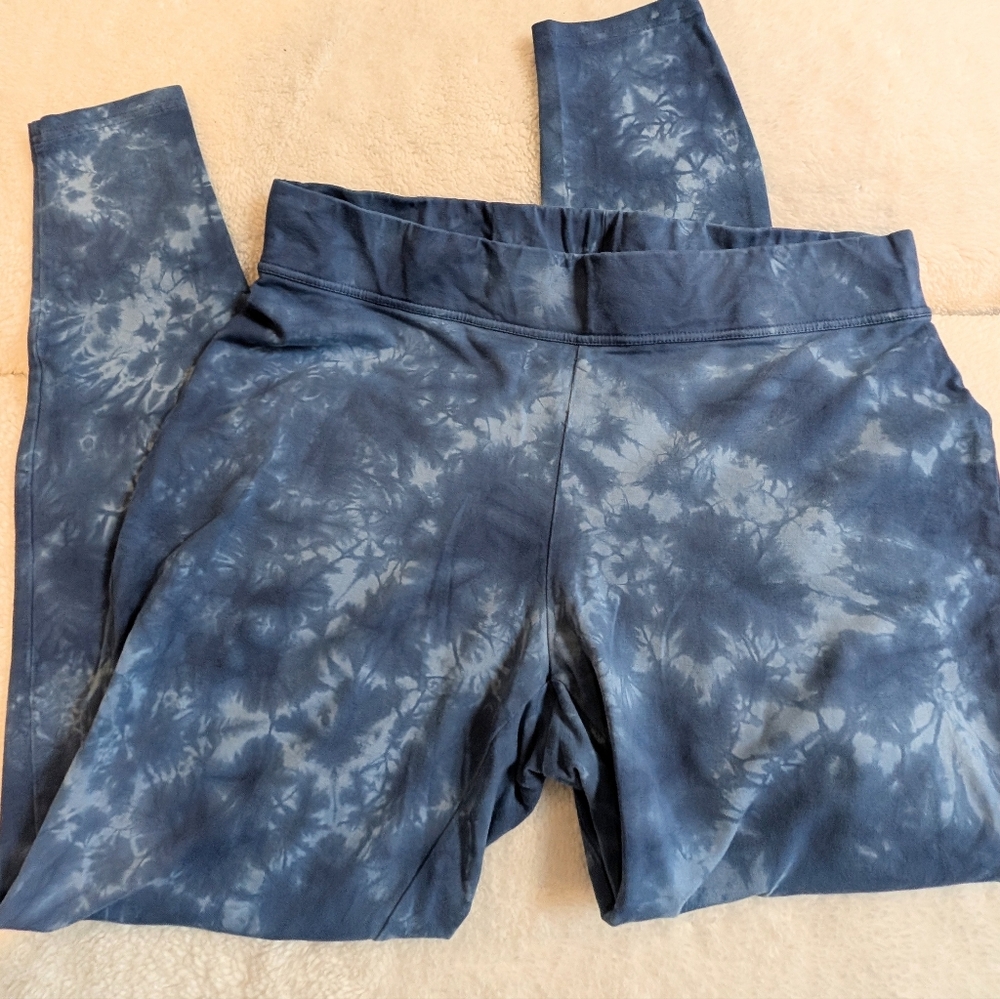Lands' End Blue Tie Dye Leggings Sz L